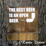 Wood Sign With Beer Bottle Opener And Cap Catch